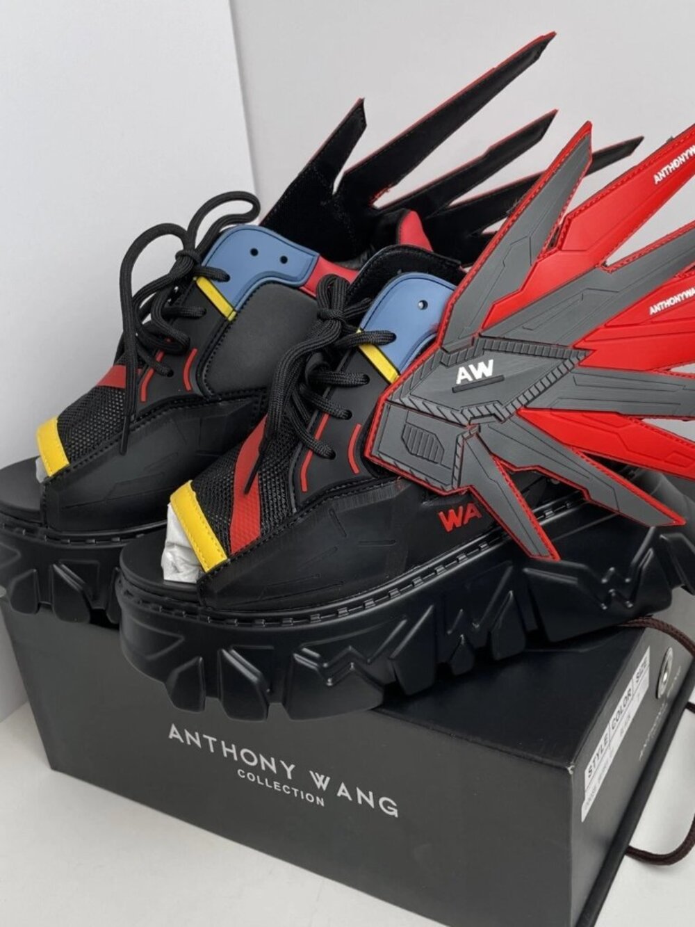 Anthony Wang Gooseberry 01 Gundam Wing Black Platform Wedge Sneakers US W 10